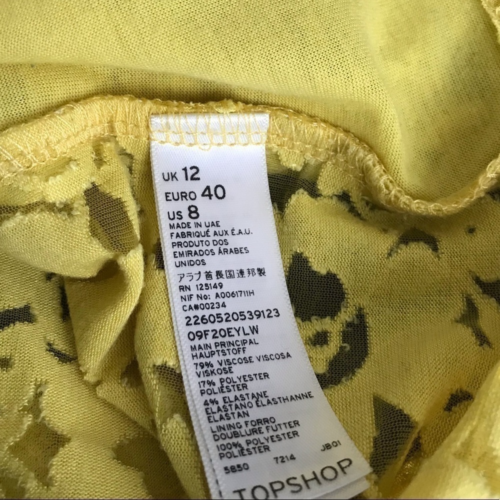 Topshop Floral Yellow Lace Tank Top Blouse - Picture 5 of 7